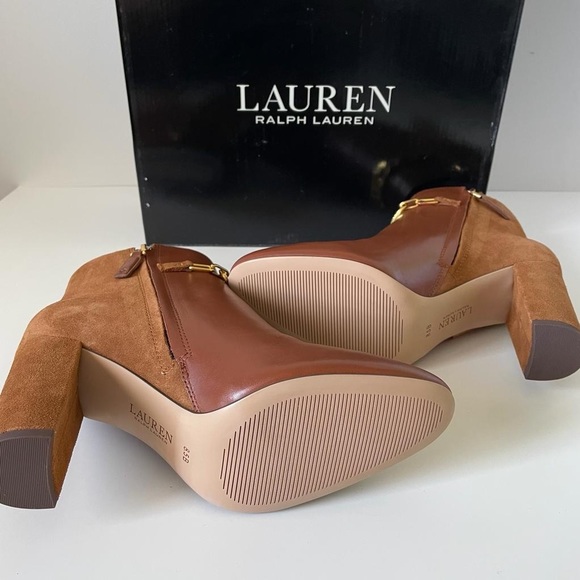 Nib Ralph Lauren Meredith Bootie Leather in Deep Saddle Tan /Whiskey - Picture 13 of 13